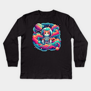 Astronaut Cat: Whimsical Space Kitty Kids Long Sleeve T-Shirt